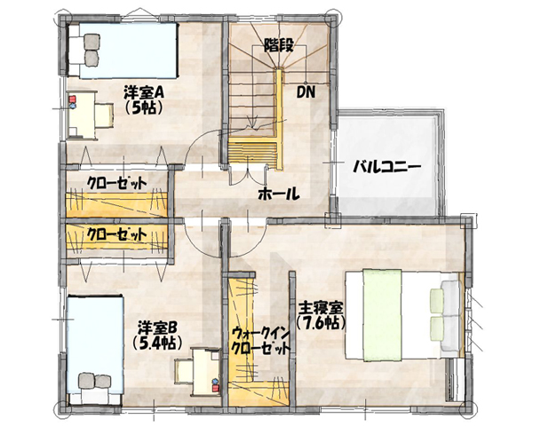 建売住宅 熊本市南区荒尾1丁目 28坪 3LDK 建売物件 2階間取り図
