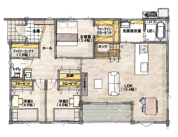 建売住宅 熊本市南区荒尾1丁目 27坪 3LDK 建売物件 1F間取り図
