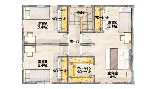 建売住宅 熊本市中央区国府本町A 29坪 4LDK 建売物件 2階間取り図