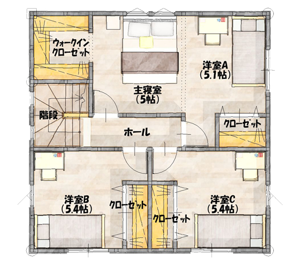 建売住宅 熊本市中央区国府本町B 28坪 4LDK 建売物件 2階間取り図